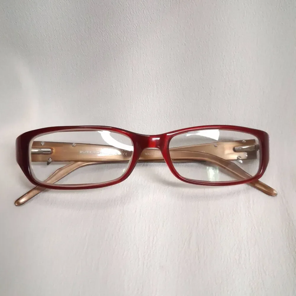 Vintage Thierry Mugler Frames Rare 80s 90s Gloss Red TM9083 Silver Star Glasses